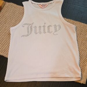 Juicy Couture White Girls Rhinestone Logo Tank/sleep Top